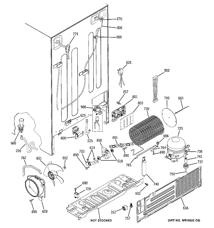 SEALED SYSTEM & MOTHER BOARD Diagram and Parts List for PSF26PGSBBB  General Electric Refrigerator