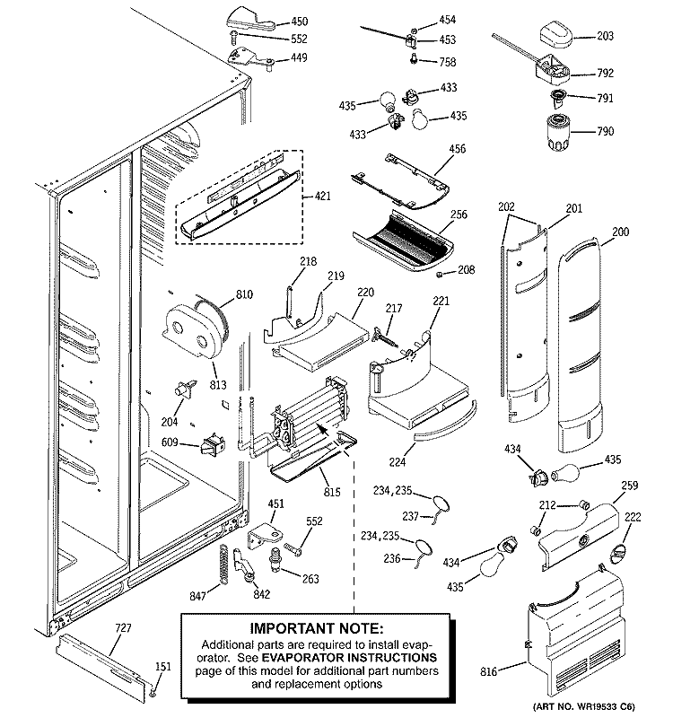 FRESH FOOD SECTION Diagram and Parts List for PSF26PGSBBB  General Electric Refrigerator