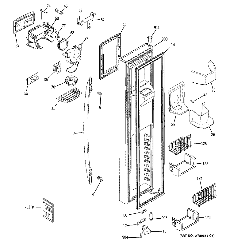 FREEZER DOOR Diagram and Parts List for PSW26PSSBSS  General Electric Refrigerator