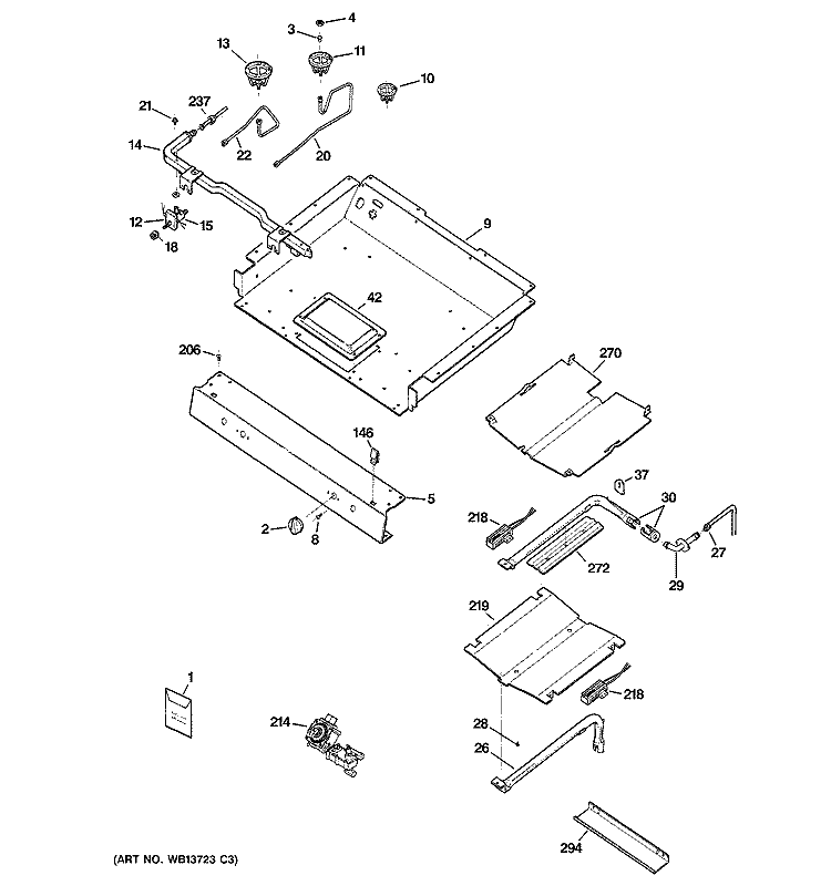GAS & BURNER PARTS Diagram and Parts List for RGB790WEK2WW  Hotpoint Range