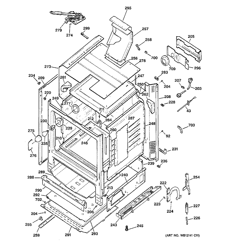 BODY PARTS Diagram and Parts List for RGB740BEH9WH  Hotpoint Range
