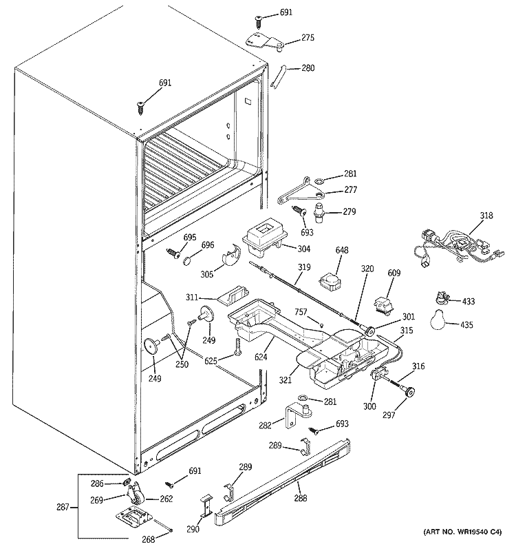 FRESH FOOD SECTION Diagram and Parts List for GTS18SBSBRSS  General Electric Refrigerator