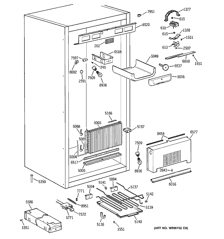 CABINET PARTS 2 Diagram and Parts List for ZIFS36NMBLH  General Electric Freezer