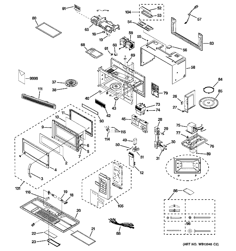 MICROWAVE Diagram and Parts List for JNM1731DM2WW  General Electric Microwave