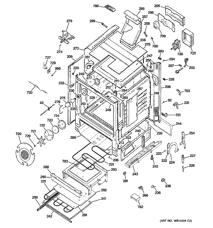 BODY PARTS Diagram and Parts List for JGB918SEL2SS  General Electric Range