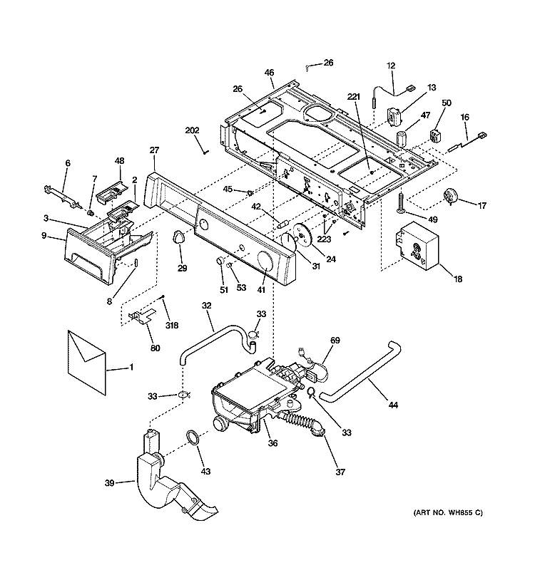 CONTROL PANEL Diagram and Parts List for WCCH404H0WW  General Electric Washer