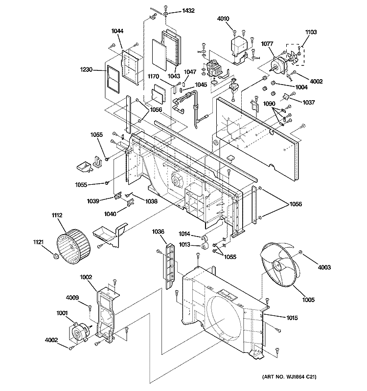 MOTOR & CHASSIS PARTS Diagram and Parts List for AZ28E09DACM3  General Electric Air Conditioner