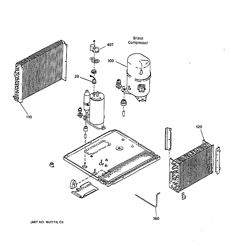 REFRIGERANT ASSEMBLY Diagram and Parts List for AVE18DBX1  General Electric Air Conditioner