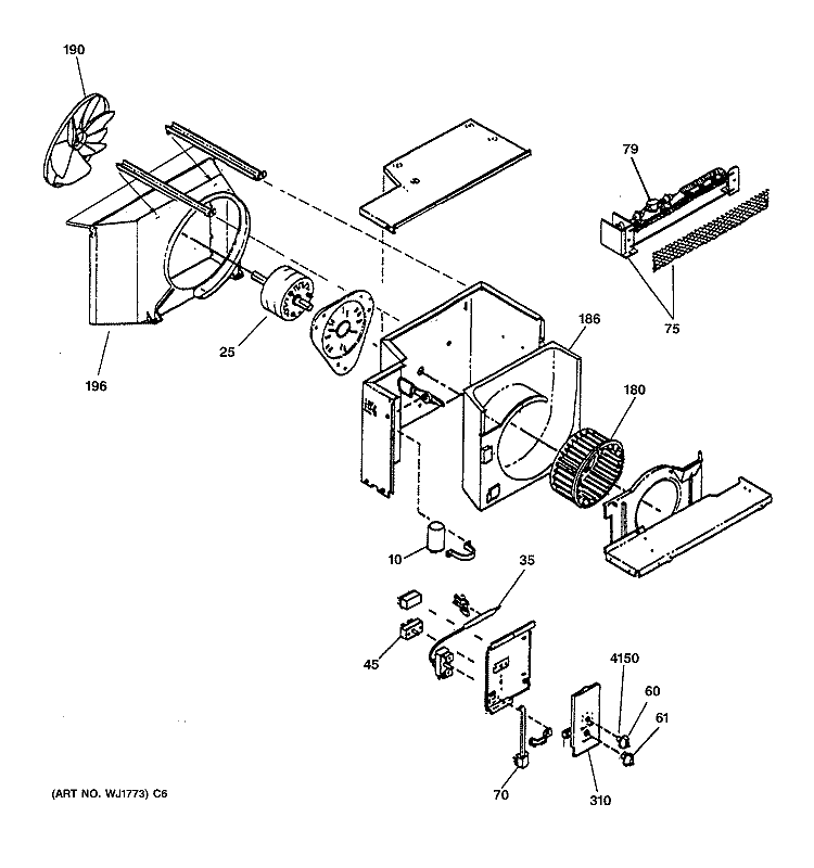 CHASSIS ASSEMBLY Diagram and Parts List for AVE22DBG1  General Electric Air Conditioner