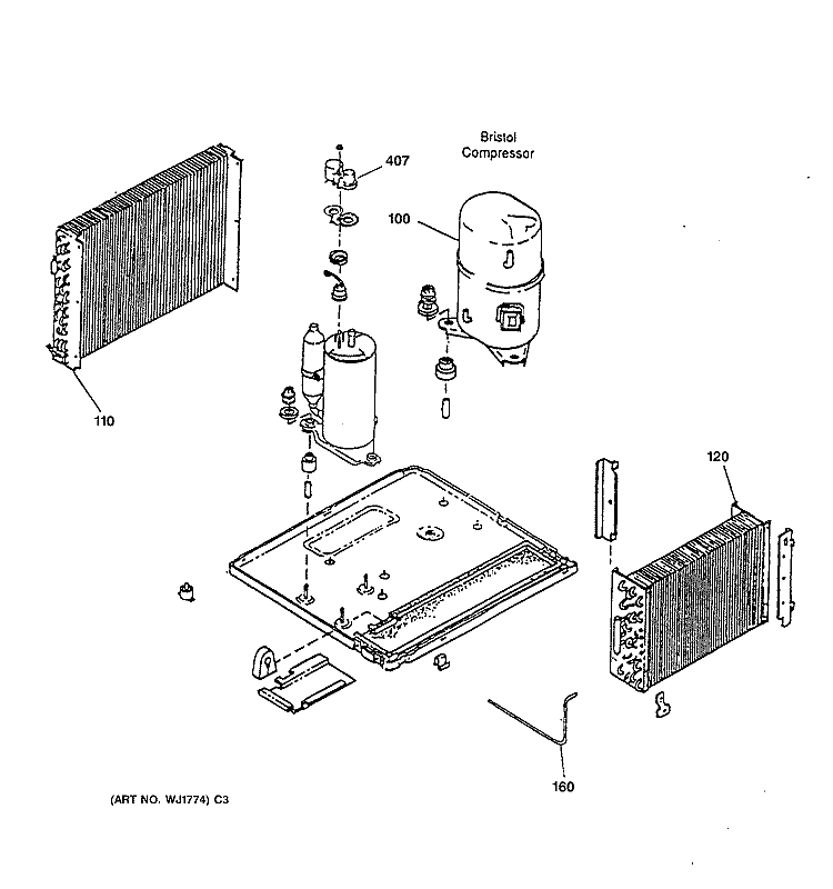 REFRIGERANT ASSEMBLY Diagram and Parts List for AVE22DBG1  General Electric Air Conditioner