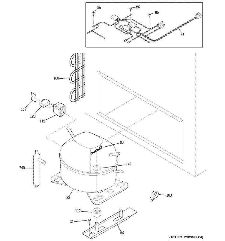 UNIT PARTS Diagram and Parts List for FCM15SUAWW  General Electric Freezer