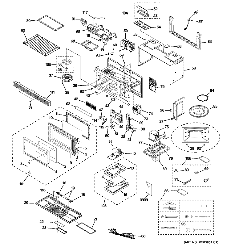 MICROWAVE Diagram and Parts List for EMO3000HBB05  General Electric Microwave
