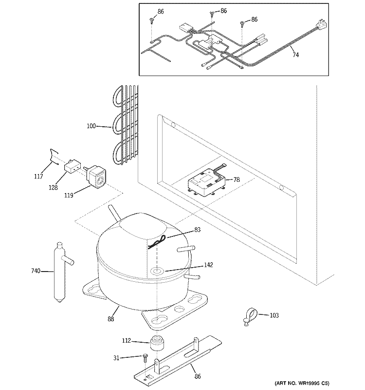 UNIT PARTS Diagram and Parts List for FCM25SUAWW  General Electric Freezer
