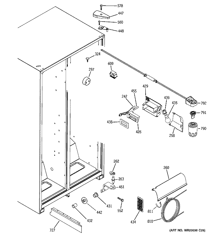 FRESH FOOD SECTION Diagram and Parts List for GSH22IFTBBB  General Electric Refrigerator