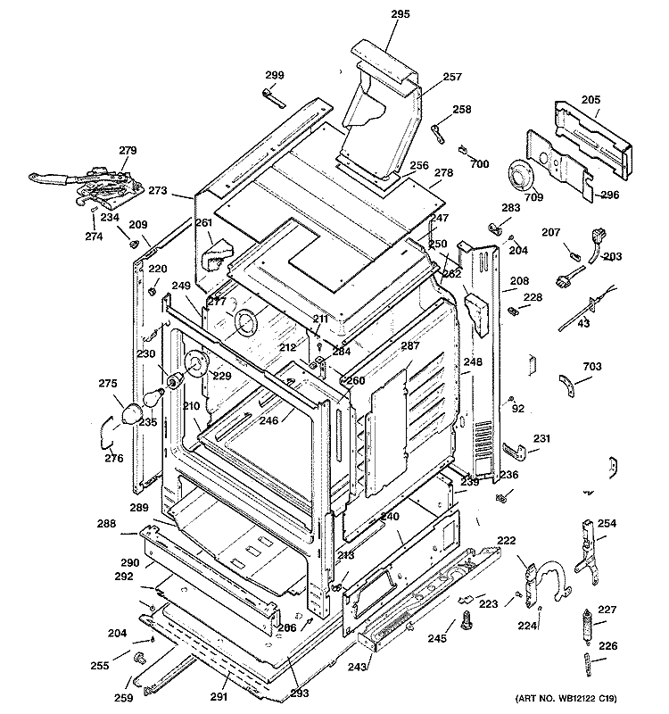 BODY PARTS Diagram and Parts List for JGBP33WEL1WW  General Electric Range