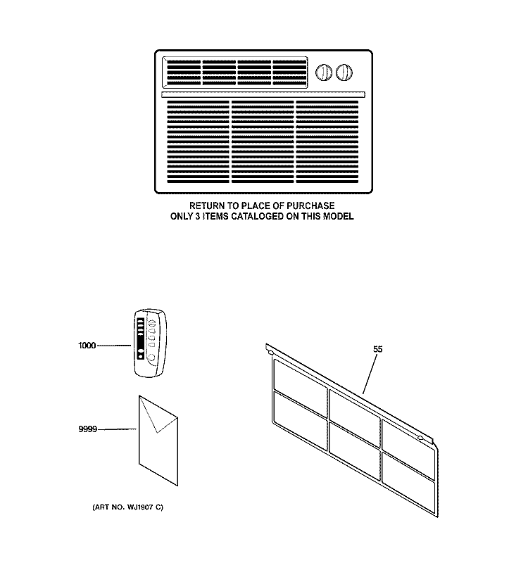 ROOM AIR CONDITIONER Diagram and Parts List for ASL08FKS1  General Electric Air Conditioner