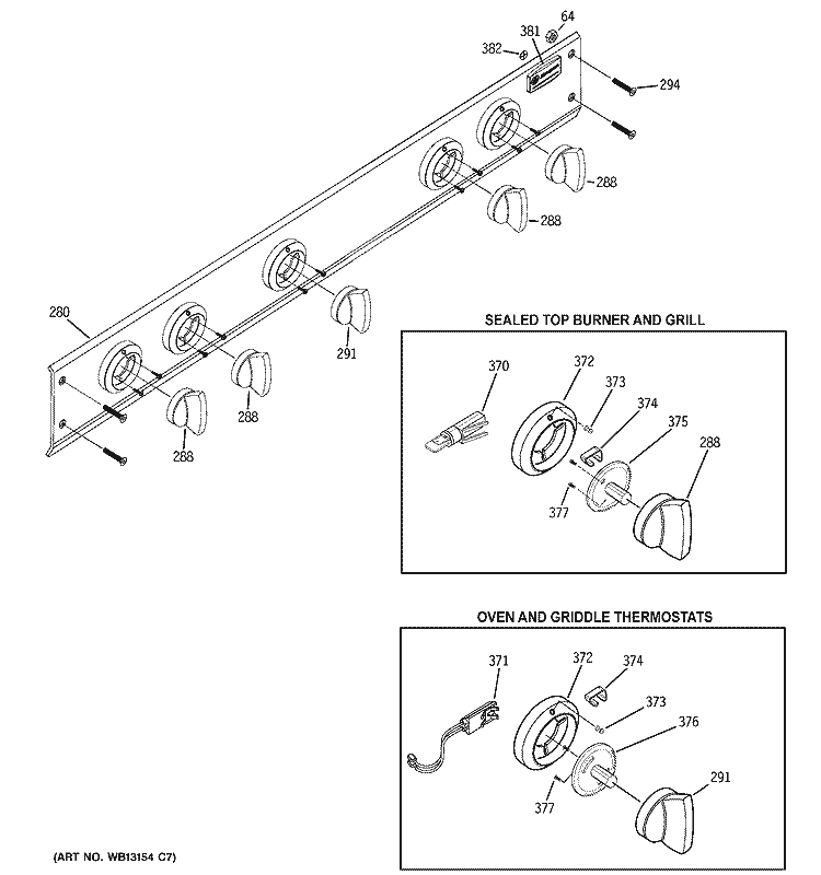 CONTROL PANEL Diagram and Parts List for ZGU36N4DH4SS  General Electric Cooktop