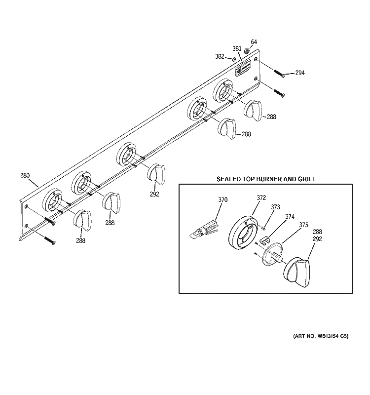 CONTROL PANEL Diagram and Parts List for ZGU36L4RH4SS  General Electric Cooktop