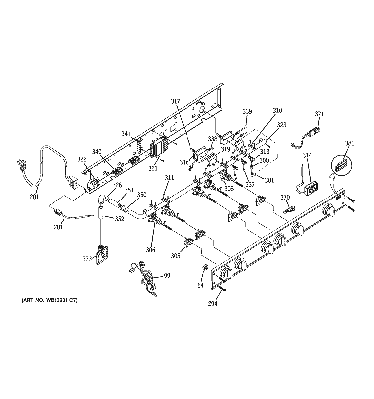 MANIFOLD ASSEMBLY Diagram and Parts List for ZGU48L4GH4SS  General Electric Cooktop
