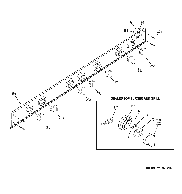 CONTROL PANEL Diagram and Parts List for ZGU48N6RH4SS  General Electric Cooktop