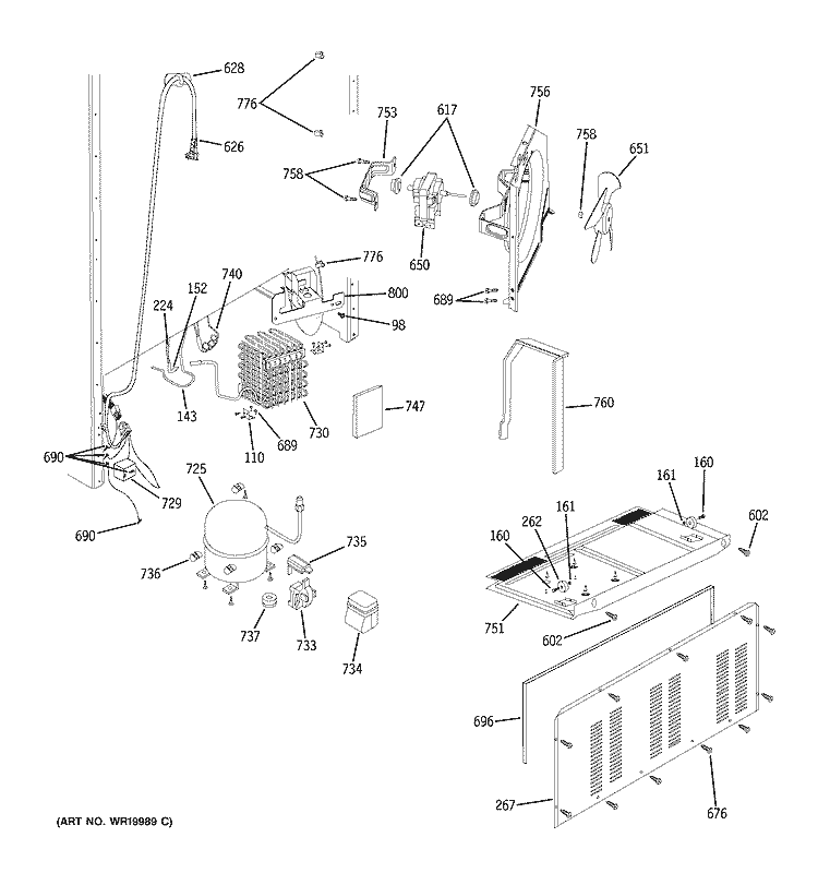 UNIT PARTS Diagram and Parts List for GTS18TCSAWW  General Electric Refrigerator