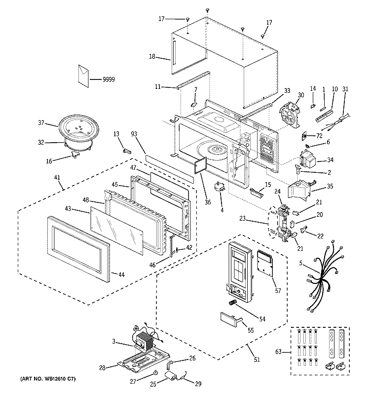 MICROWAVE Diagram and Parts List for JEM1040DM1BB  General Electric Microwave