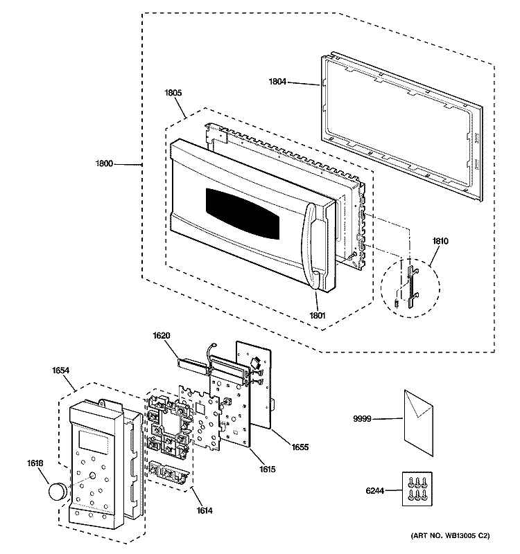 CONTROL PANEL & DOOR PARTS Diagram and Parts List for SCA1001KSS01  General Electric Microwave