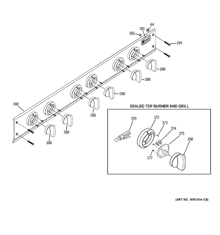CONTROL PANEL Diagram and Parts List for ZGU36L6H5SS  General Electric Cooktop