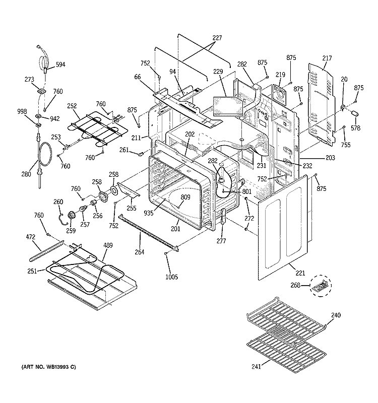 BODY PARTS Diagram and Parts List for JB910SL3SS  General Electric Range