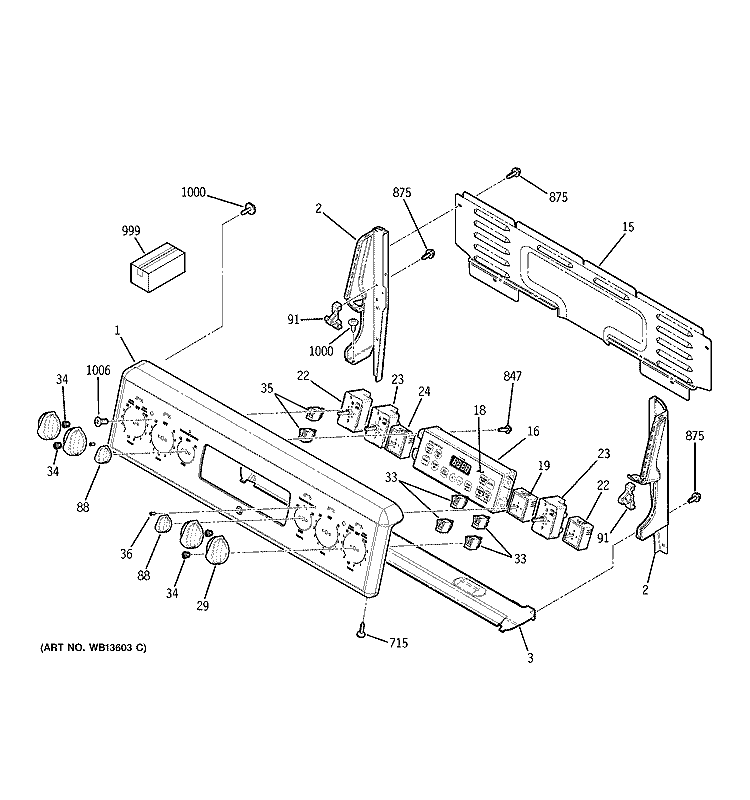 CONTROL PANEL Diagram and Parts List for JBP81BL3BB  General Electric Range