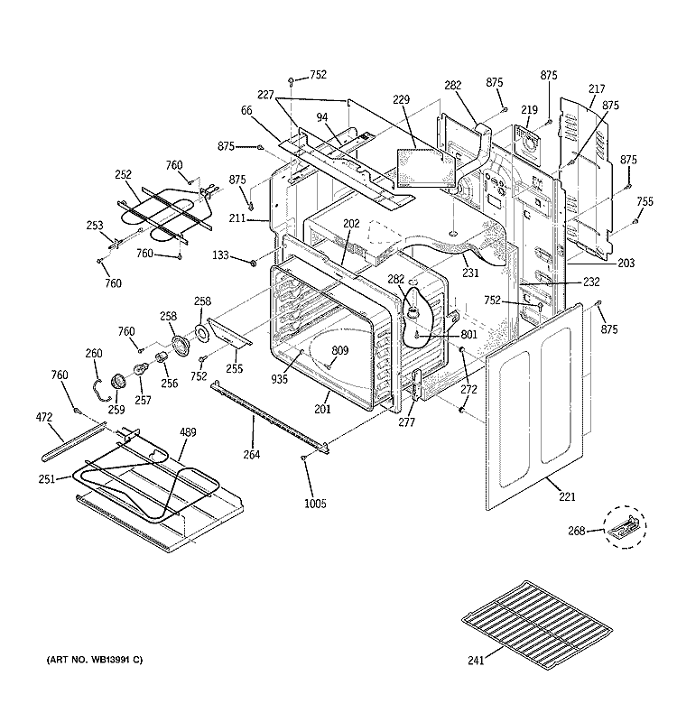 BODY PARTS Diagram and Parts List for JBP81BL3BB  General Electric Range