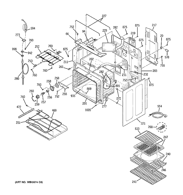 BODY PARTS Diagram and Parts List for JCB910SK2SS  General Electric Range