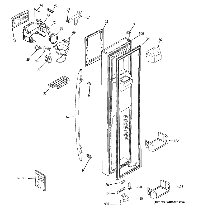 FREEZER DOOR Diagram and Parts List for DSS26DHWASS  General Electric Refrigerator