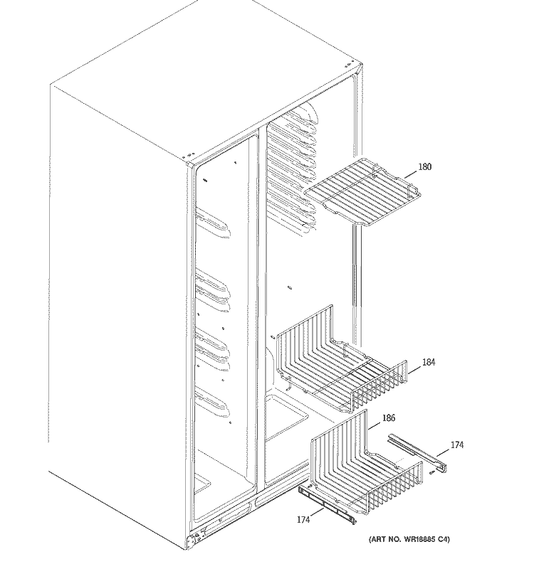 FREEZER SHELVES Diagram and Parts List for GSS23WGTAWW  General Electric Refrigerator