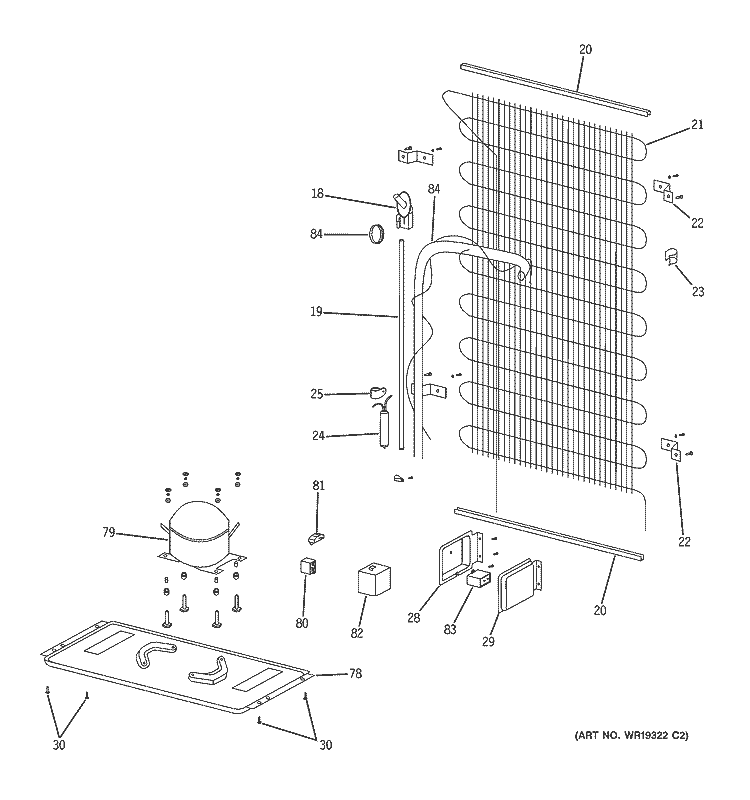 UNIT PARTS Diagram and Parts List for GTR11AAPBRWW  General Electric Refrigerator