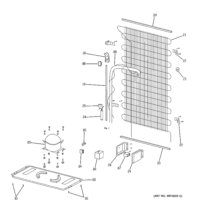 UNIT PARTS Diagram and Parts List for GTS12BBPCLWW  General Electric Refrigerator