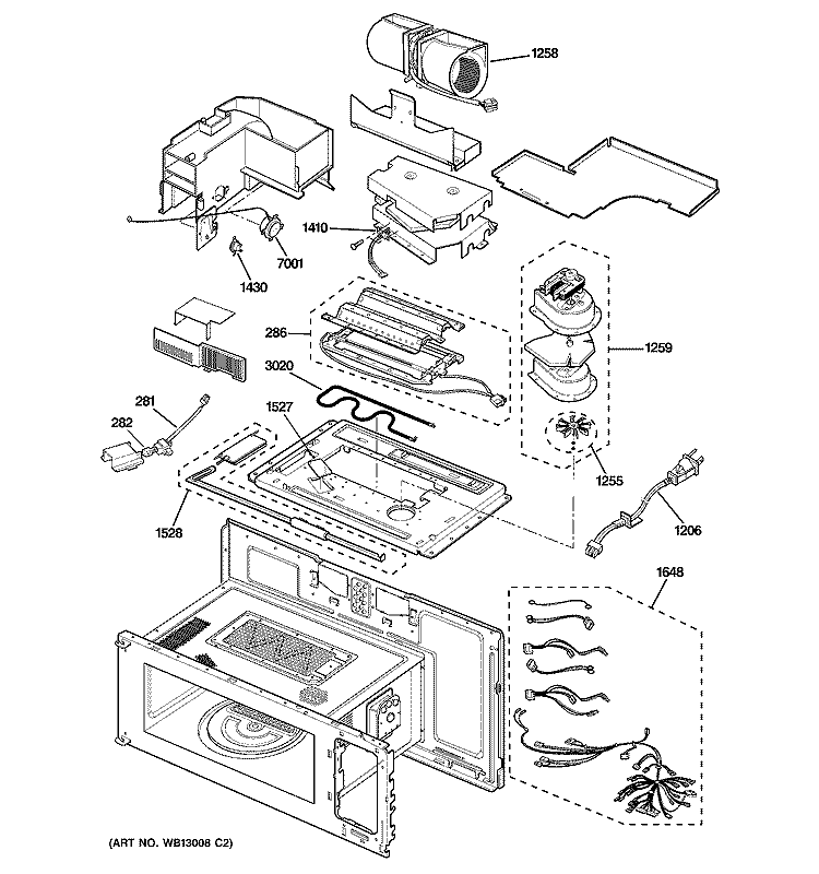 INTERIOR PARTS 2 Diagram and Parts List for SCA1001KSS02  General Electric Microwave