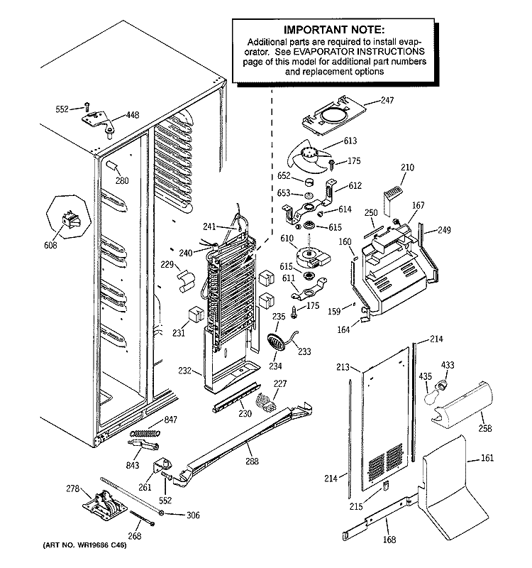 FREEZER SECTION Diagram and Parts List for GIE21LGTBFKB  General Electric Refrigerator