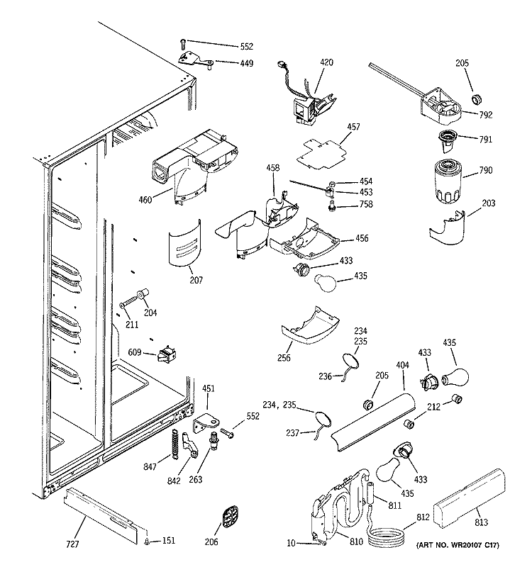 FRESH FOOD SECTION Diagram and Parts List for GIE21LGTBFKB  General Electric Refrigerator