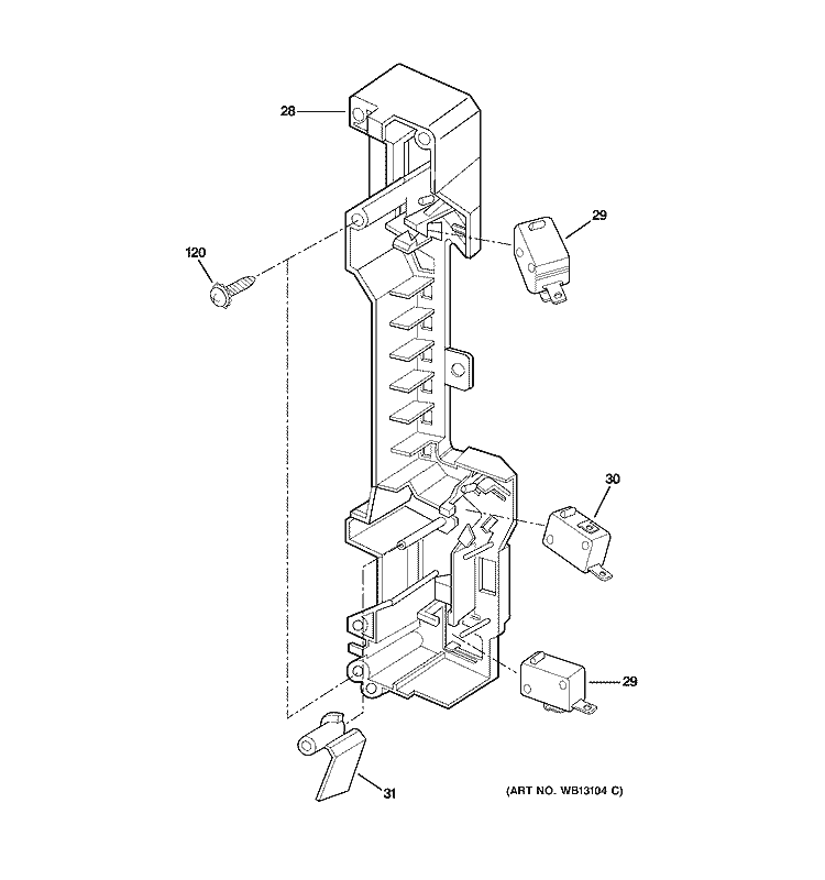LATCH BOARD PARTS Diagram and Parts List for JVM1640BJ02  General Electric Microwave
