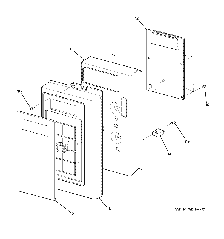 CONTROLLER PARTS Diagram and Parts List for JVM1640CH001  General Electric Microwave