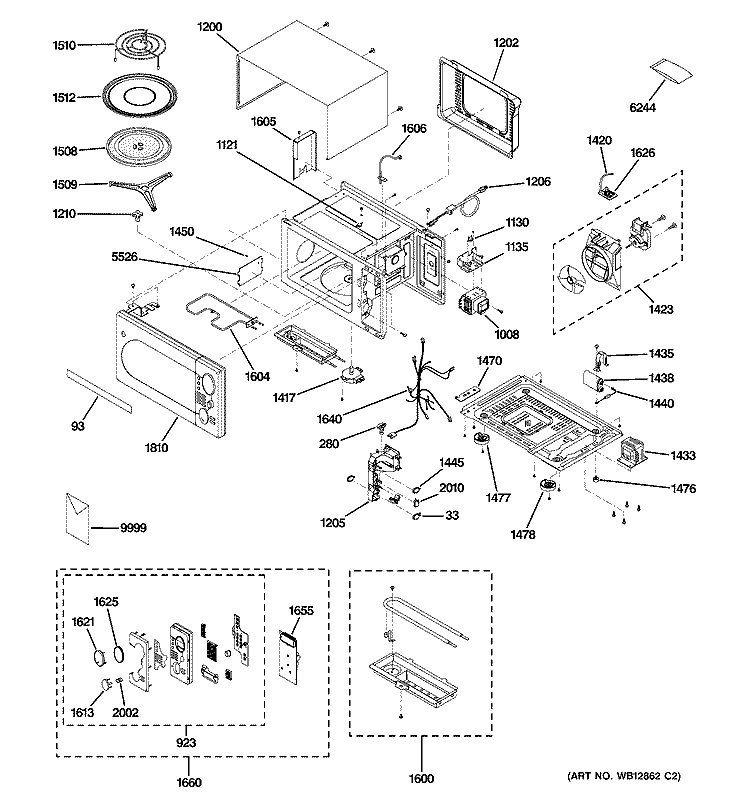 MICROWAVE Diagram and Parts List for JES1288SH04  General Electric Microwave