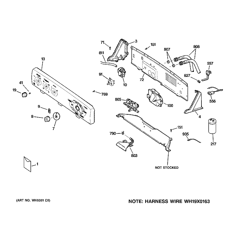 CONTROLS & BACKSPLASH Diagram and Parts List for GJSR2080H3WW  General Electric Washer