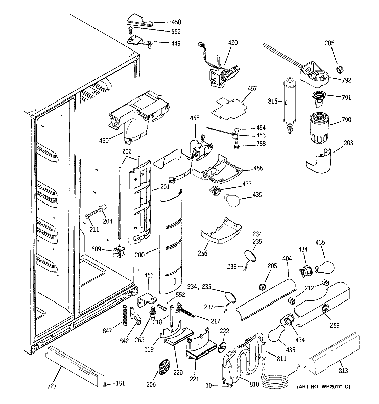 FRESH FOOD SECTION Diagram and Parts List for GCE21MGTBFSS  General Electric Refrigerator