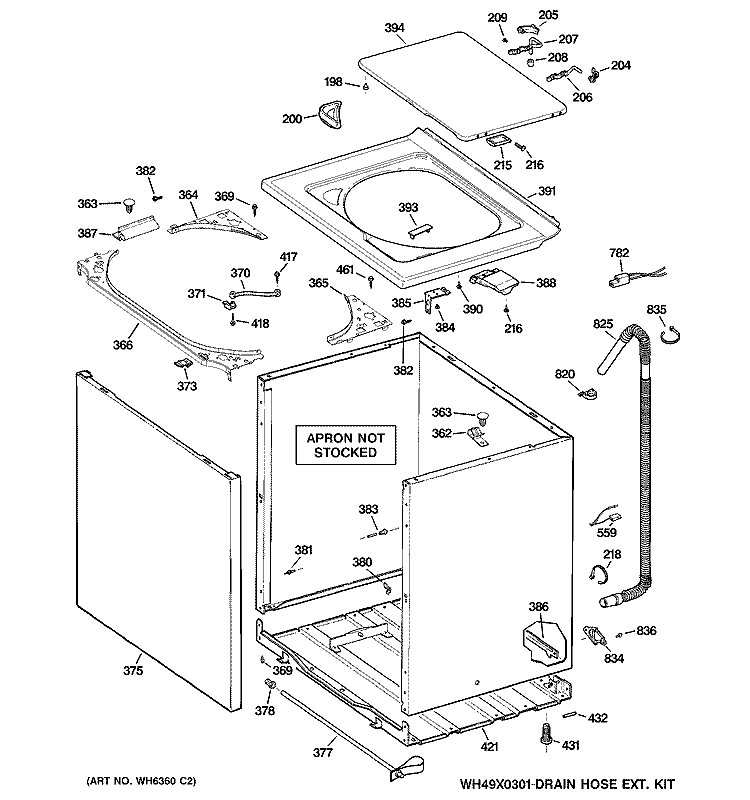CABINET, COVER & FRONT PANEL Diagram and Parts List for S2100G3WW  General Electric Washer