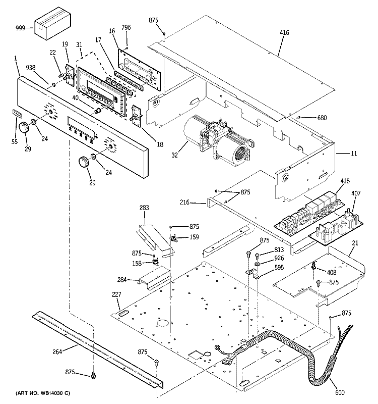 CONTROL PANEL Diagram and Parts List for ZET1PM1SS  General Electric Wall Oven