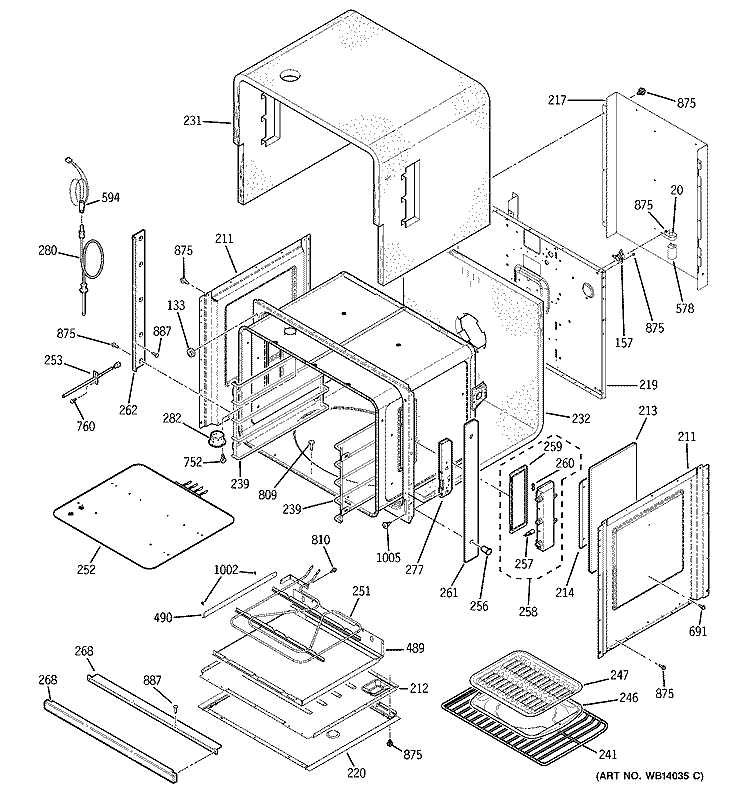 BODY PARTS Diagram and Parts List for ZET1PM1SS  General Electric Wall Oven