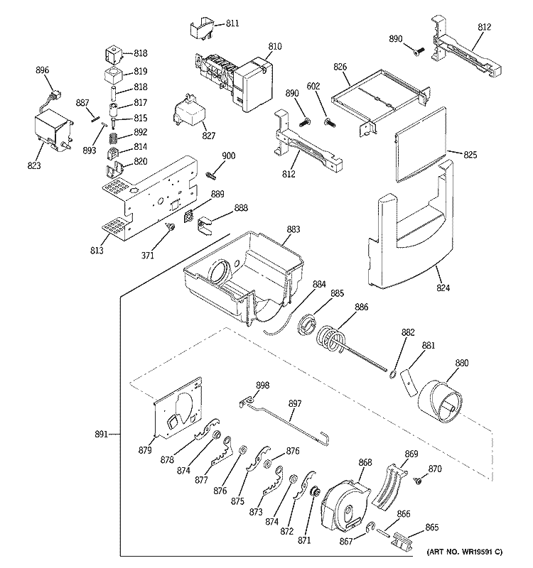 ICE MAKER & DISPENSER Diagram and Parts List for ZISB360DRJ  General Electric Refrigerator