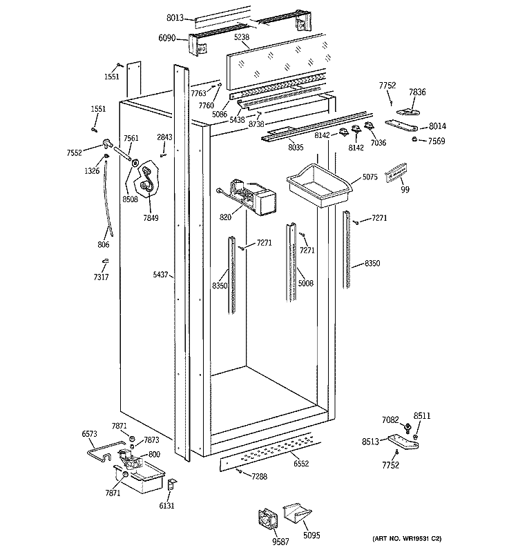 CABINET PARTS 1 Diagram and Parts List for ZIFS36NMBRH  General Electric Freezer