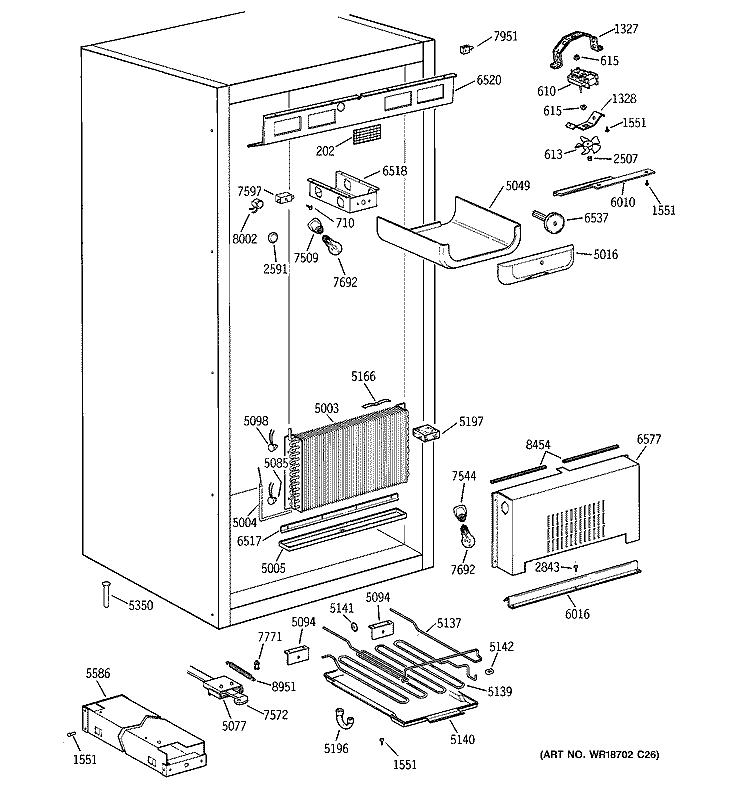 CABINET PARTS 2 Diagram and Parts List for ZIFS36NMBRH  General Electric Freezer